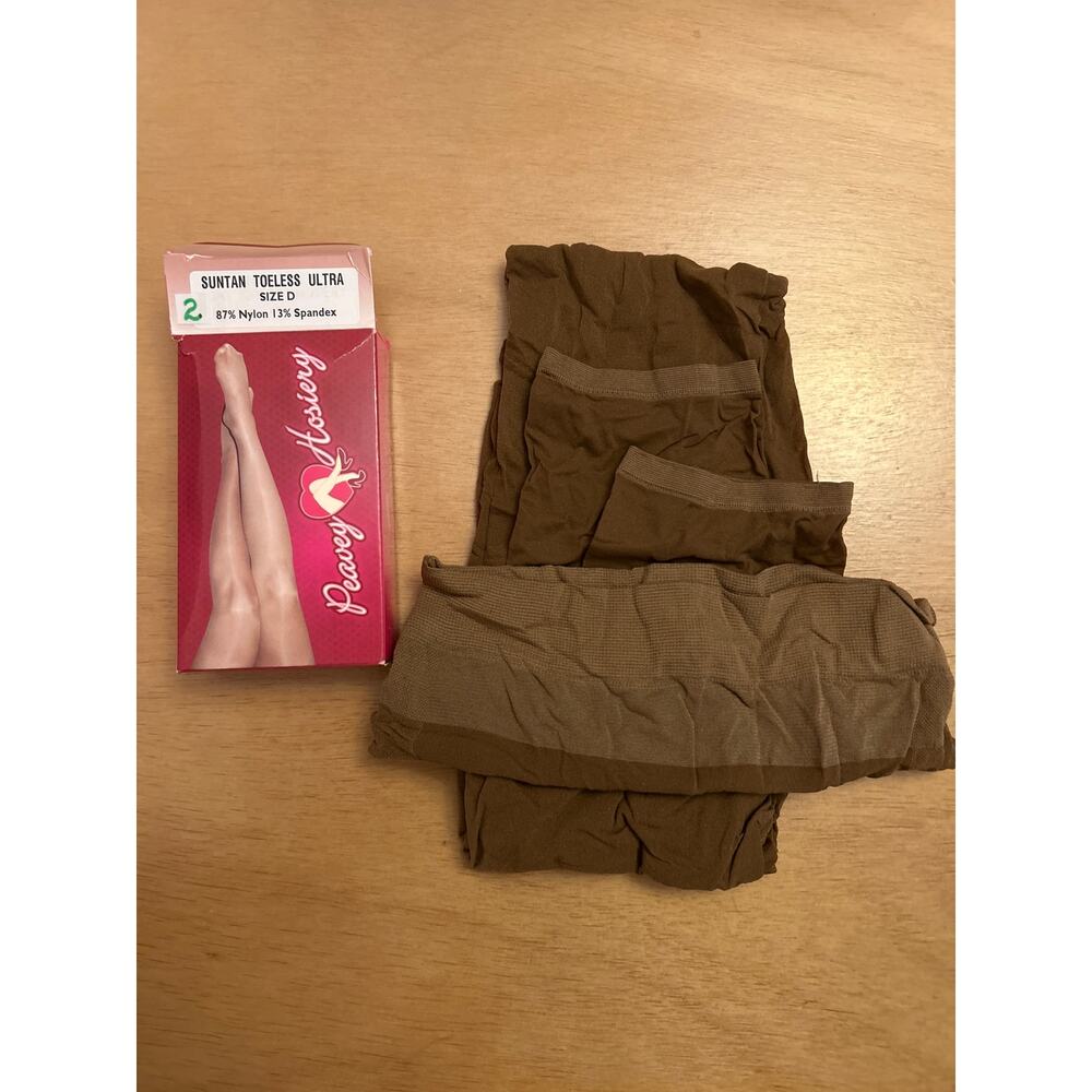 B-2-2 Hooters Girl Uniform Peavey Toeless Ultra Pantyhose Suntan Size D